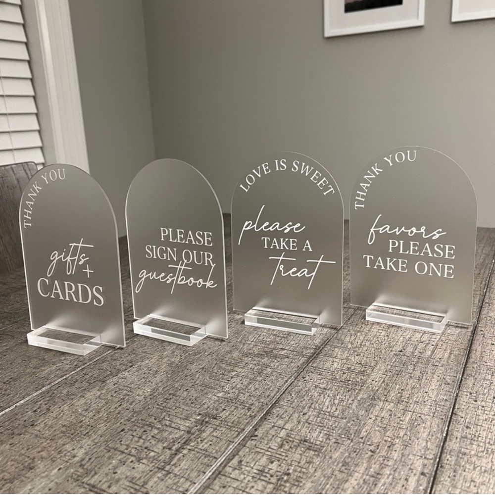 Dessert Design. Wedding Signs - Frosted Acrylic Arch. BUNDLE TO SAVE